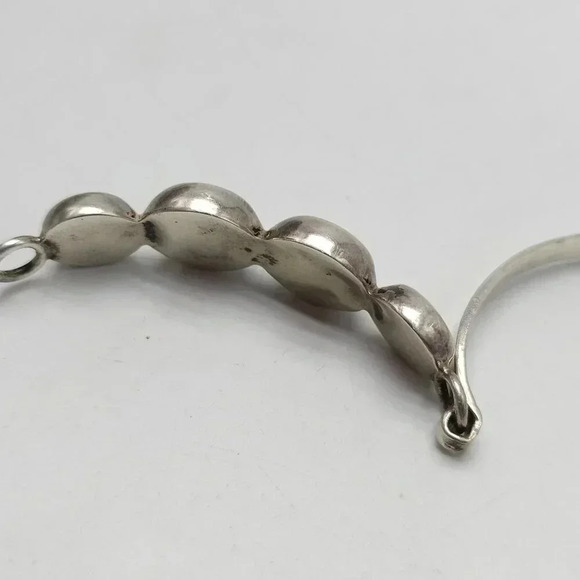 Vintage Sterling Silver Blue Turquoise Circle Eye Bangle Bracelet Mexico - Picture 6 of 8